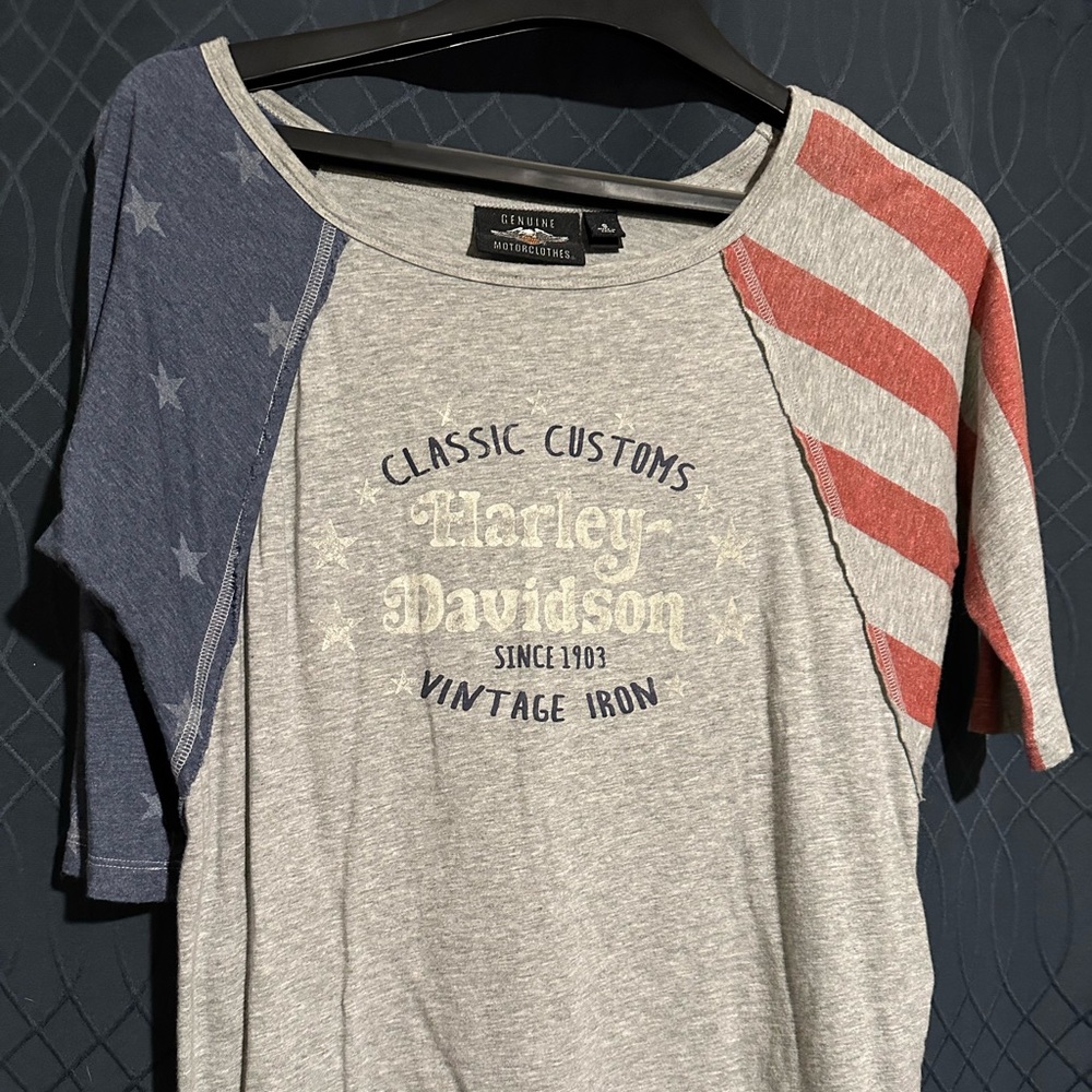 Harley Davidson 🇺🇸 American Flag Inspired Women’s T-shirt Sz S